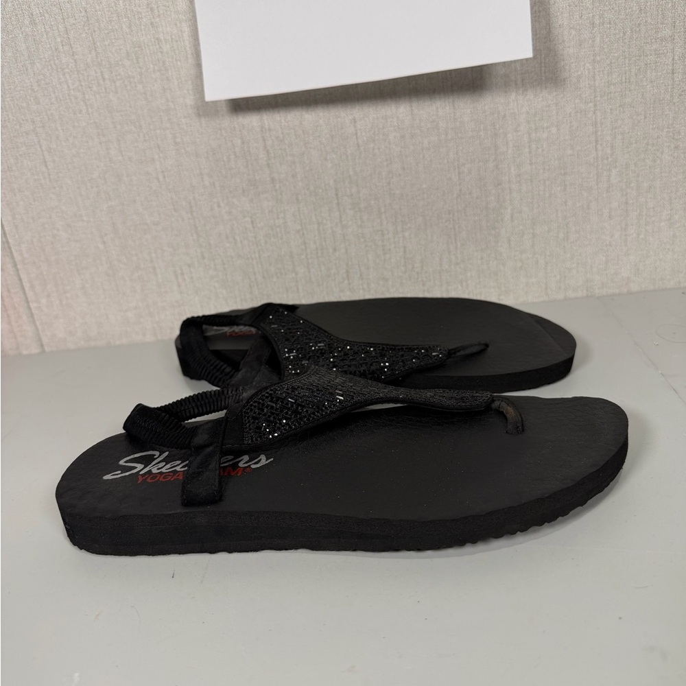 Skechers Women's Meditation Rock Crown Slingback Sandals Black #31560 Sz 9